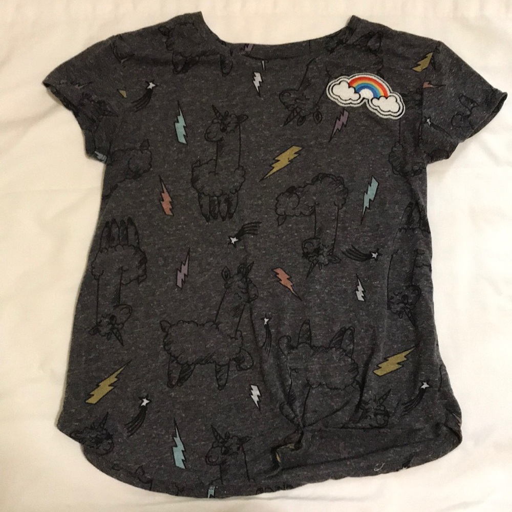 Art Class Girl’s Rainbow/Llama/Lightning Print Tee